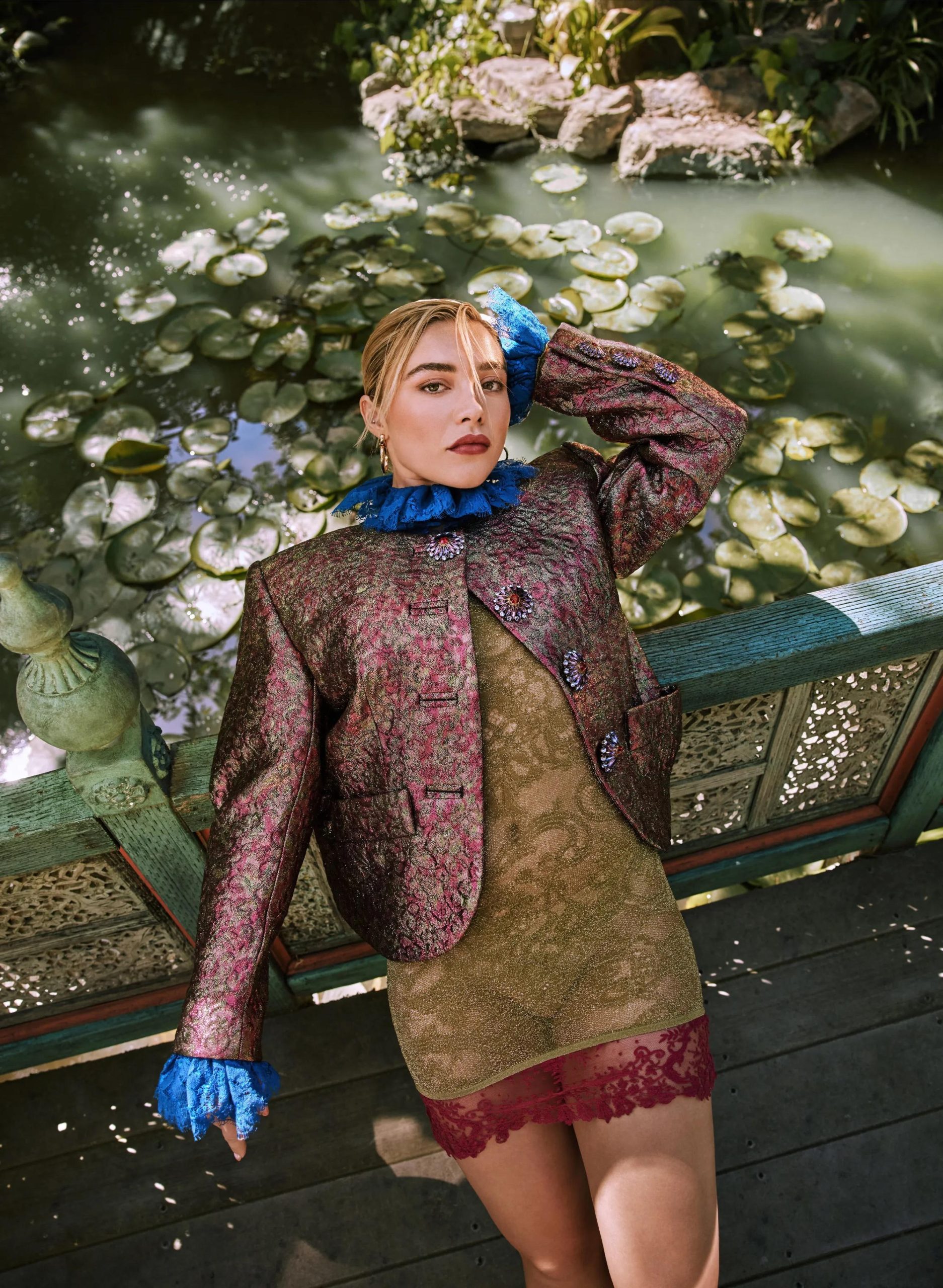 لباس گلدار فلورنس پیو در شوی مد لباس گلدار فلورنس پیو در شوی مد