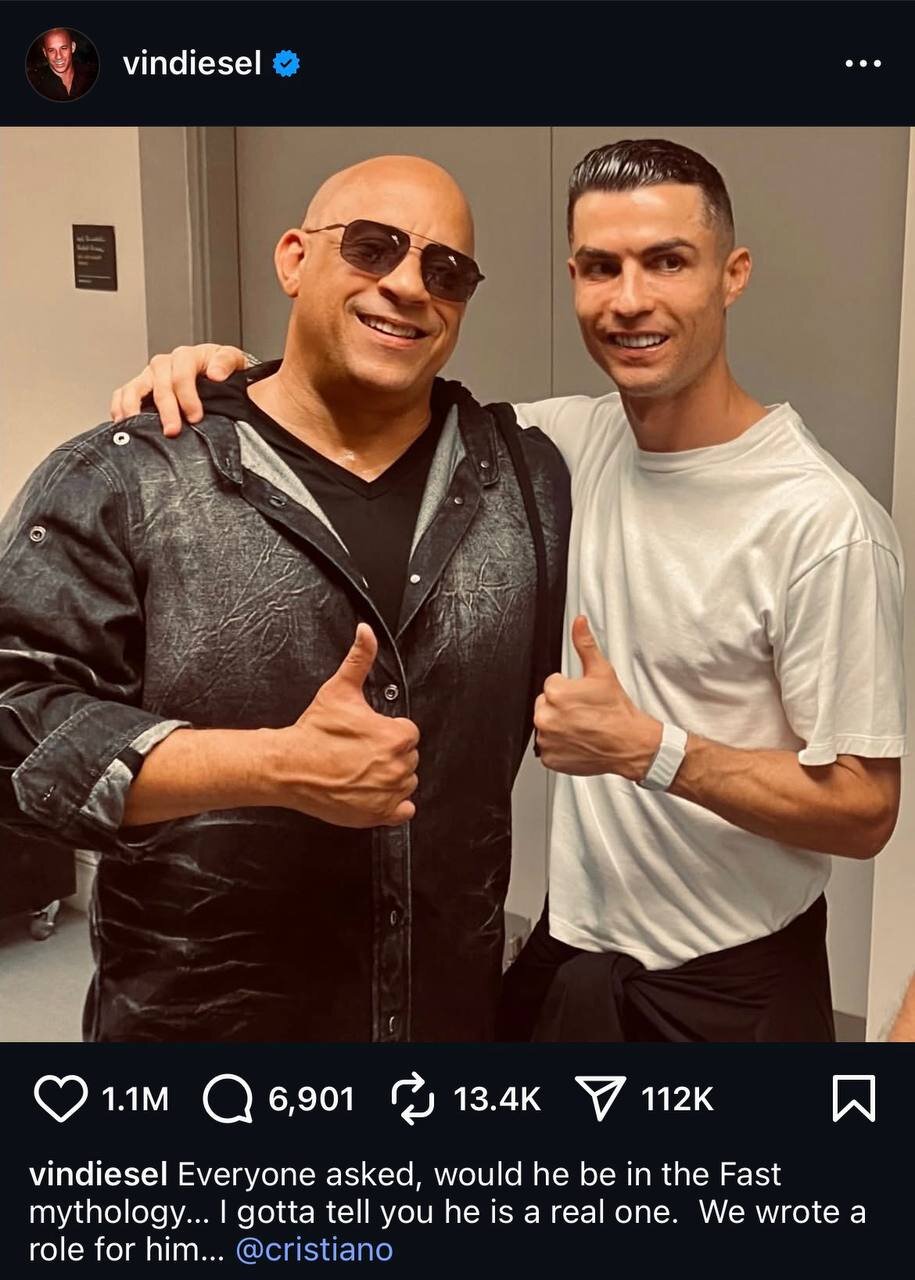 عکس جنجالی رونالدو و وین دیزل عکس جنجالی رونالدو و وین دیزل
